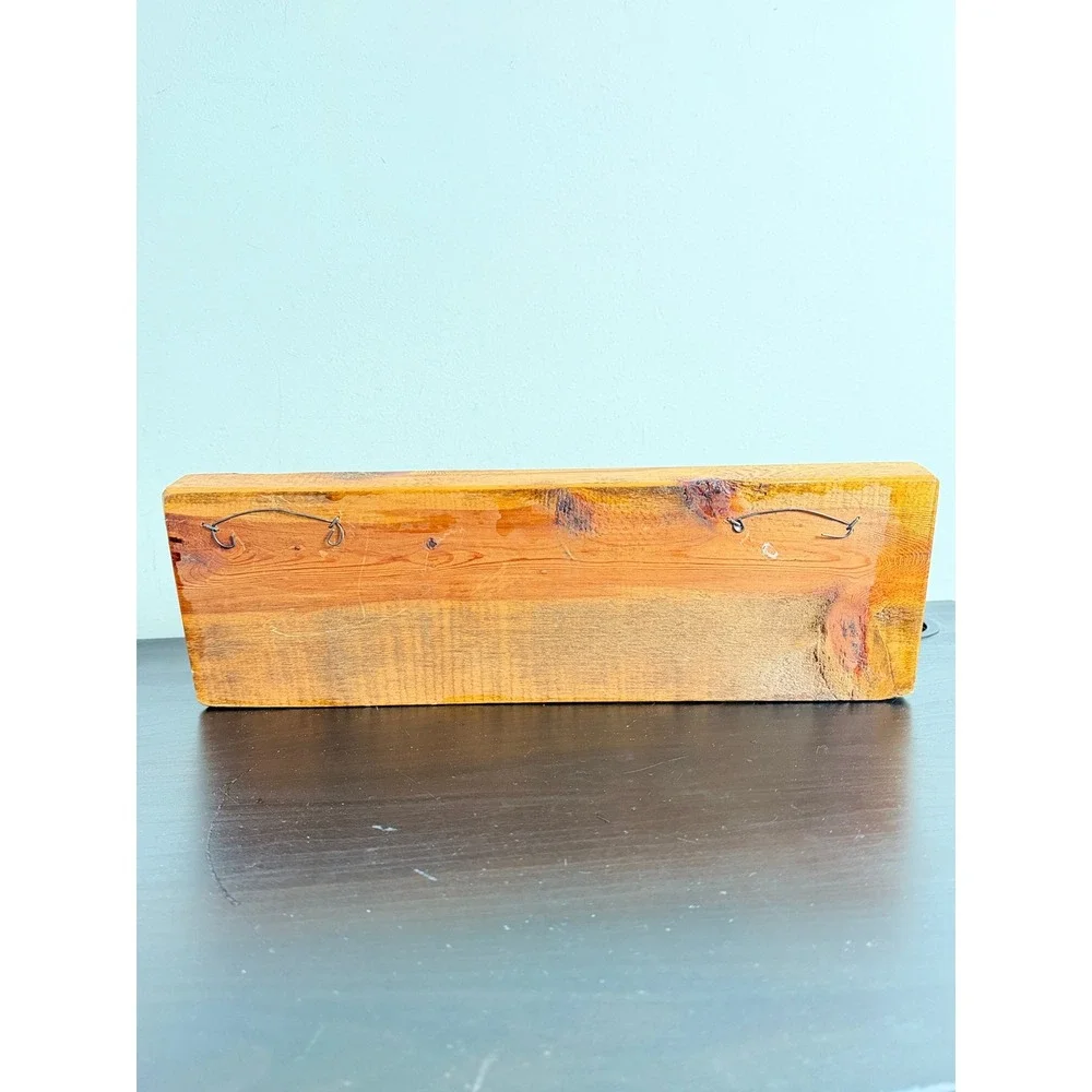 Vintage 1975 Hand Painted Wood Wall Hook Coat Rack Folk Art Cottagecore Retro